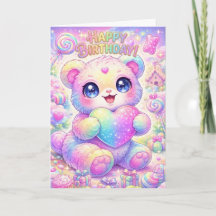 魔法の虹の子犬の子供の誕生日カード