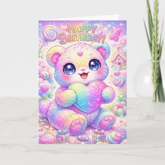 魔法の虹の子犬の子供の誕生日カード カード (正面)