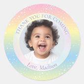 魔法の虹の星の写真ありがとうござ来う ラウンドシール (正面)