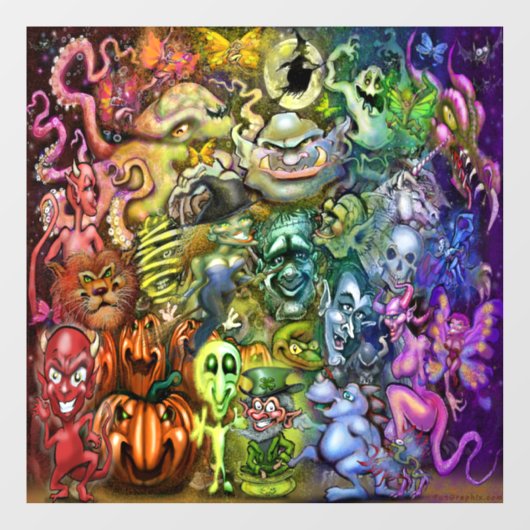 魔法の虹の生き物 ウィンドウサイン (シート)