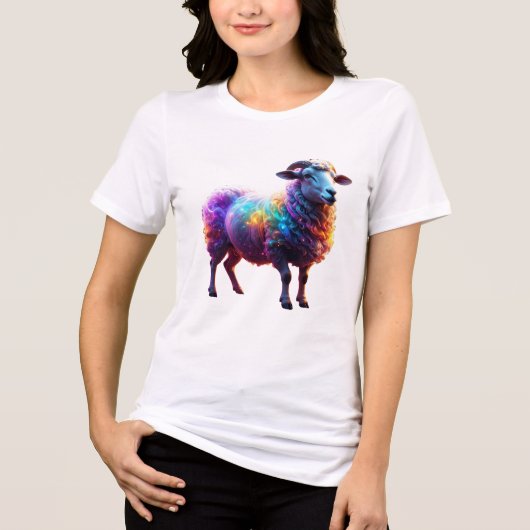 「魔法の虹の羊の芸術 トライブレンドTシャツ (正面)
