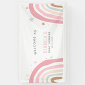 魔法の虹の赤ちゃんシャワーへようこそ 横断幕 (縦)