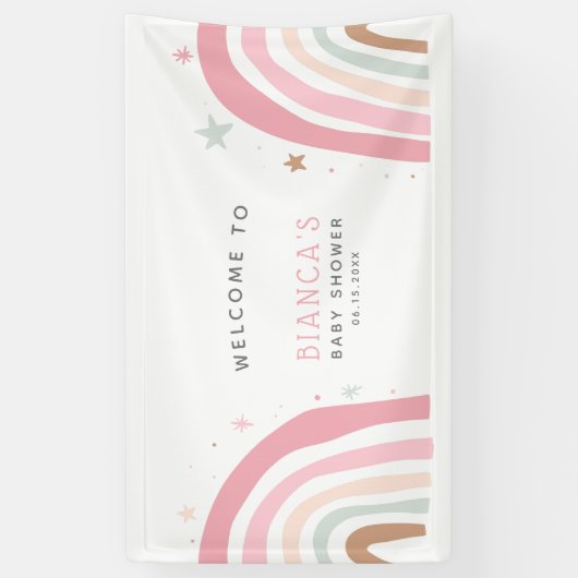 魔法の虹の赤ちゃんシャワーへようこそ 横断幕 (縦)