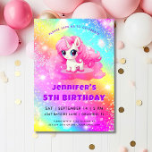 魔法の虹ラメユニコーン誕生日パーティー 招待状