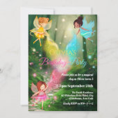魔法の虹色の森の妖精の少女の誕生日 招待状 (正面)