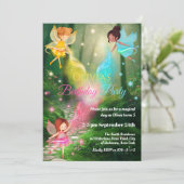 魔法の虹色の森の妖精の少女の誕生日 招待状 (スタンド正面)