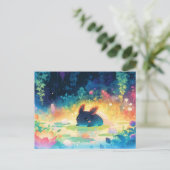 魔法の虹色の花池の黒いウーパールーパー ポストカード (スタンド正面)
