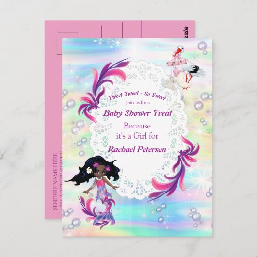 魔法の虹色の赤ちゃん人魚のパーティーシャワー ポストカード (正面/裏面)