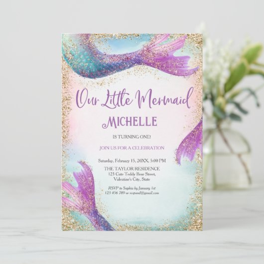 魔法の虹色の輝きの人魚 海の下 招待状 (スタンド正面)