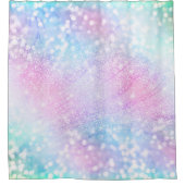 魔法の虹色グリッタースパークルズピンクデザイン シャワーカーテン (正面)