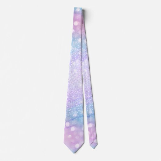 魔法の虹色グリッタースパークルズピンクデザイン ネクタイ (正面)