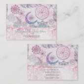 魔法の虹色グリッター羽毛ドリームキャッチャー 名刺 (正面/裏面)