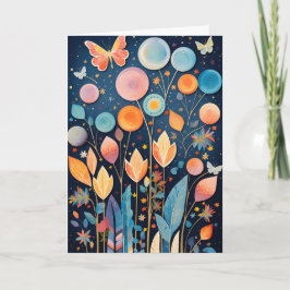 魔法の虹色ネイチャーコラージュ折りたたみカード カード