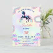 魔法の虹色ユニコーンハッピーbirthdayパーティー 招待状 (スタンド正面)