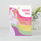 魔法の虹色ユニコーン誕生日 サンキューカード (スタンド正面)