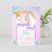 魔法の虹色ユニコーン6歳の誕生日 招待状 (スタンド正面)