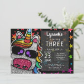 魔法の虹色ユニコーン グリッター ワンダフル 誕生日 招待状 (スタンド正面)