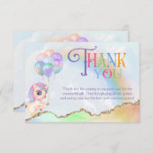 魔法の虹色ユニコーン サンキューカード (正面/裏面)