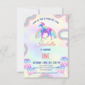 魔法の虹色ユニコーン ハッピーバースデーパーティー サンキューカード (正面)