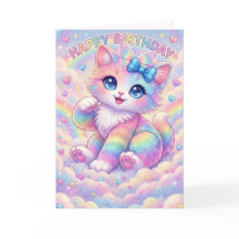 魔法の虹色子猫の子供向けファンシーなカード