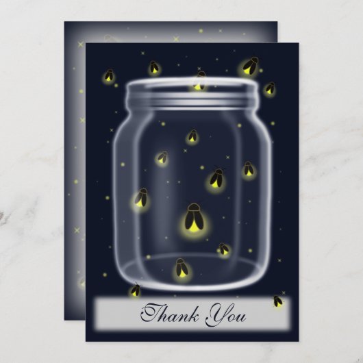 魔法の蛍の石の瓶のサンキューカード 招待状 (正面/裏面)