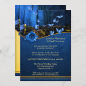 魔法の蝶あなたの写真ポスト結婚式パーティー 招待状 (正面/裏面)