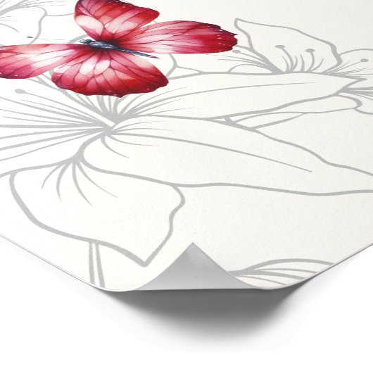 魔法の蝶ブライダルシャワーカードとギフト ポスター (角)