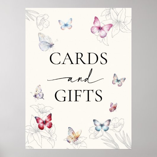 魔法の蝶ブライダルシャワーカードとギフト ポスター (正面)