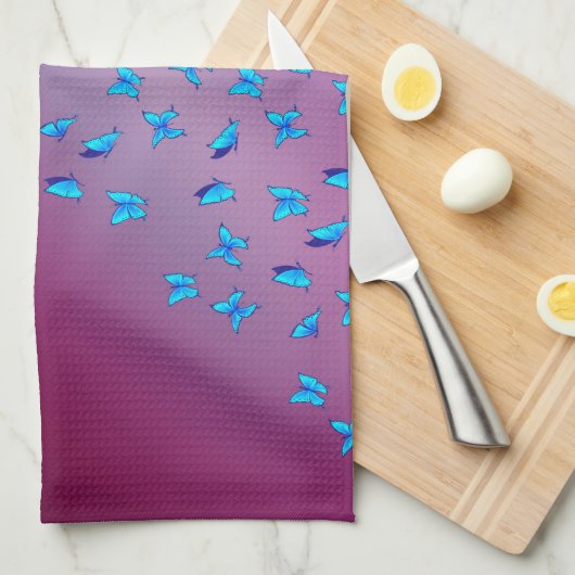 魔法の蝶 ピンクのキッチンタオル キッチンタオル (四つ折り)