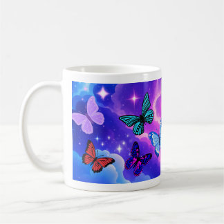 魔法の蝶 銀河と星のマグカップ コーヒーマグカップ