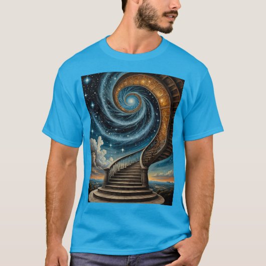 魔法の螺旋階段から星空銀河系T型 Tシャツ (正面)