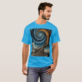 魔法の螺旋階段から星空銀河系T型 Tシャツ (正面フル)