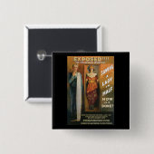 魔法の行為女性を~の手品師のヴィンテージの鋸で挽きますHalfの 缶バッジ (正面&裏面)