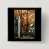 魔法の行為女性を~の手品師のヴィンテージの鋸で挽きますHalfの 缶バッジ (正面)