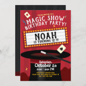 魔法の表示バースデーパーティー招待マーキー&ハット 招待状 (正面/裏面)