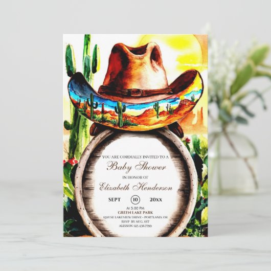 魔法の西ハットカウボーイ赤ちゃんシャワー 招待状 (スタンド正面)
