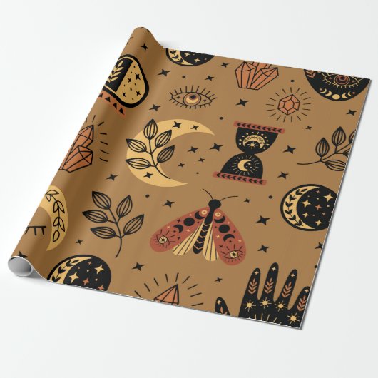 魔法の要素を使ったシームレスな模様 ラッピングペーパー (アンロールド)