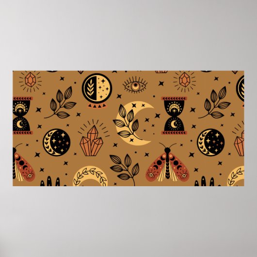 魔法の要素を持つシームレスなパターン ポスター (正面)