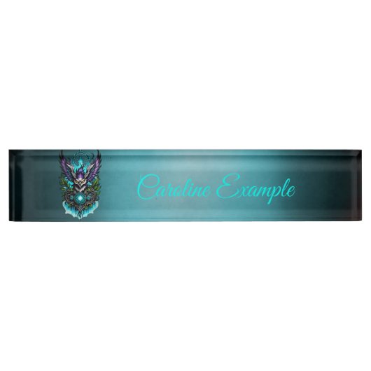 魔法の要素を持つフクロウ。 デスクネームプレート (正面)