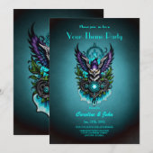 魔法の要素を持つフクロウ。 招待状 (正面/裏面)