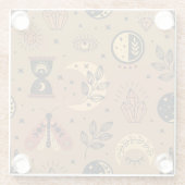 魔法の要素：魅力的なシームレスなパターン ガラスコースター (裏面)