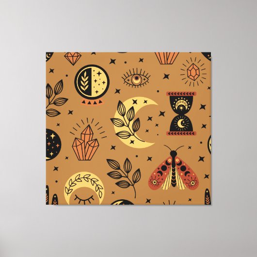 魔法の要素：魅力的なシームレスなパターン キャンバスプリント (正面)