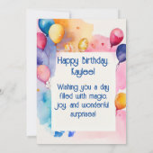 魔法の誕生日お祝いカード 招待状 (裏面)