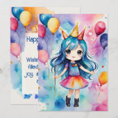 魔法の誕生日お祝いカード 招待状 (正面/裏面)