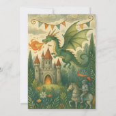 魔法の誕生日に緑のドラゴンと騎士 招待状 (裏面)