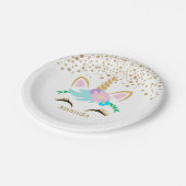 魔法の誕生日のユニコーン ペーパープレート (アングル)