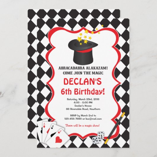 魔法の誕生日の招待状、魔法の誕生日の招待 招待状 (正面/裏面)