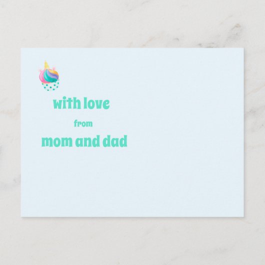 魔法の誕生日を過ごしてね、かわいい子供たちのユニコーン ポストカード (裏面)