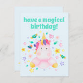 魔法の誕生日を過ごしてね、かわいい子供たちユニコーン ポストカード (正面/裏面)
