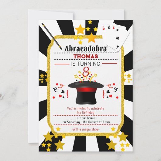 魔法の誕生日パーティーの招待を表示 招待状 (正面)